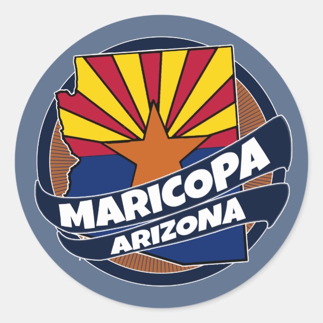 Maricopa Arizona flagga sprängde runt klistermärke (Framsida)