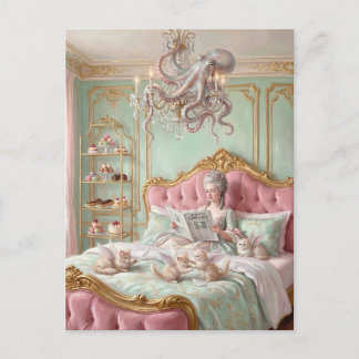 Marie Antoinette and the octopus. Surreal Vykort