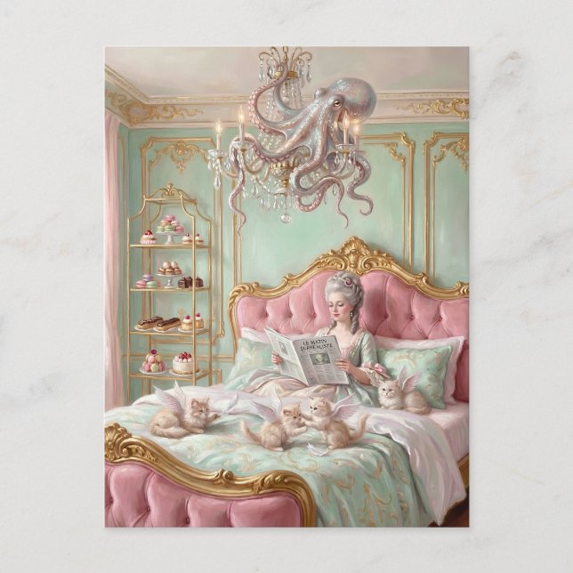 Marie Antoinette and the octopus. Surreal Vykort (Framsida)