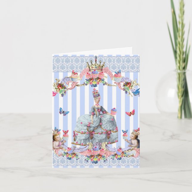 Marie Antoinette, Änglar, Småkakor & Fjärilar Tack Kort (Framsida)