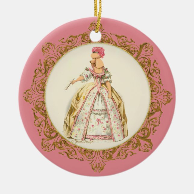 Marie Antoinette Apricot Pudel Ornament (Framsidan)