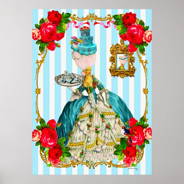 Marie Antoinette Blue Cakes och Tea Giant Poster (Framsidan)