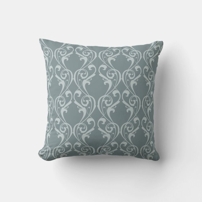 Marie Antoinette Blue fransk Damask inspirerad Kudde (Framsida)