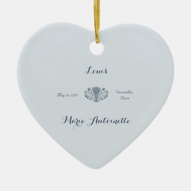 Marie Antoinette Bröllop Rococo Dusty Blue Julgransprydnad Keramik (Framsidan)