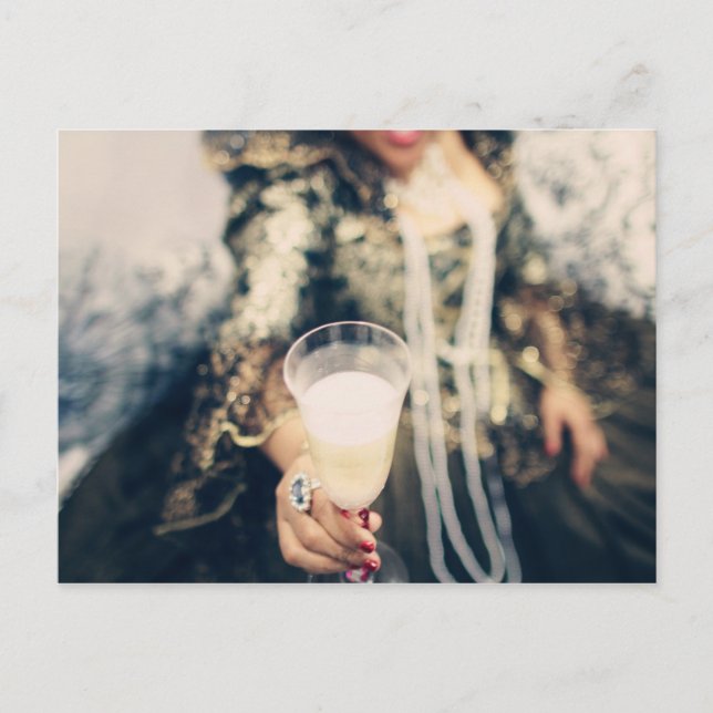 Marie Antoinette Champagne glass party-toast Inbjudan Vykort (Framsida)