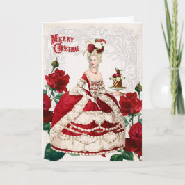 Marie Antoinette Christmas Card Cake red roses Kort