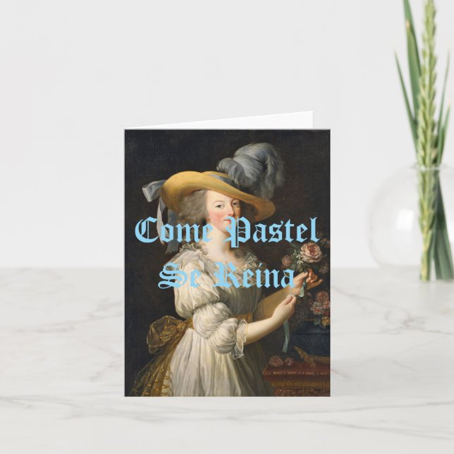 Marie Antoinette Come Pastel Se Drottning Blå Text Kort (Framsida)