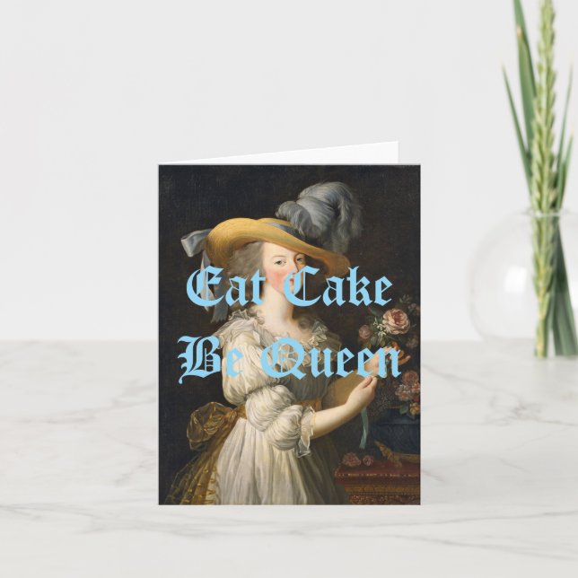 Marie Antoinette Eat Cake Be Queen Blue Text Kort (Framsida)