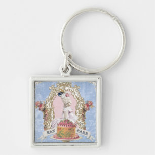 Marie Antoinette-Eat Cake.. nyckelkedja Fyrkantig Silverfärgad Nyckelring