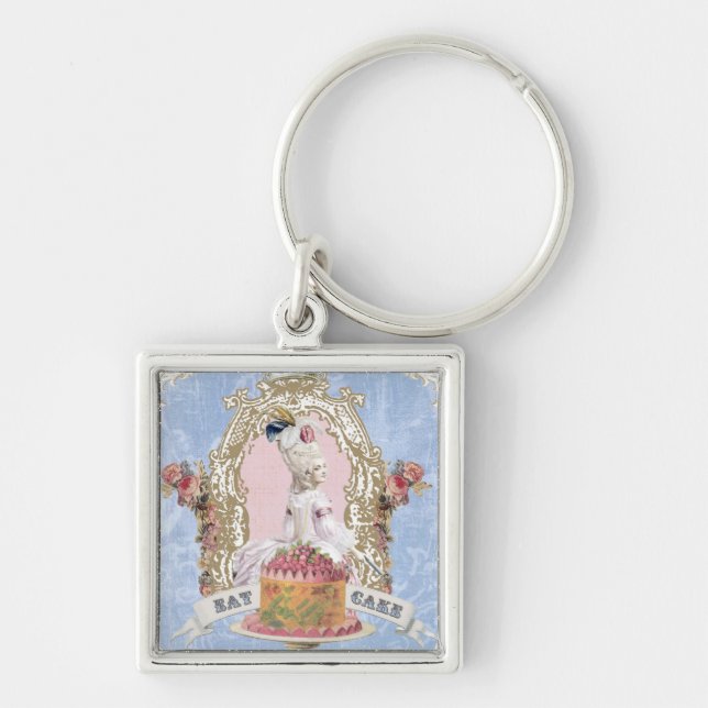 Marie Antoinette-Eat Cake.. nyckelkedja Fyrkantig Silverfärgad Nyckelring (Framsidan)