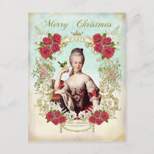 Marie Antoinette Fågel Röda Rosor Jul Postkort Helg Vykort