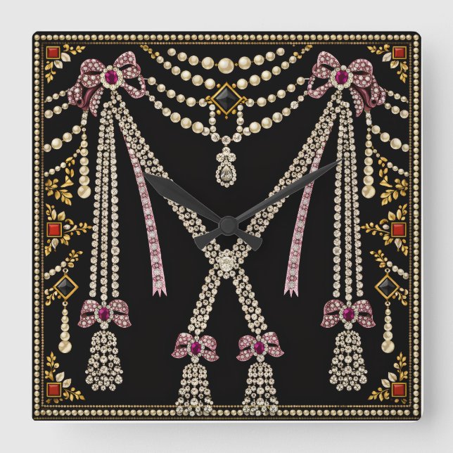 Marie Antoinette Fransk Inspirerad Design Med Juve Fyrkantig Klocka (Framsida)
