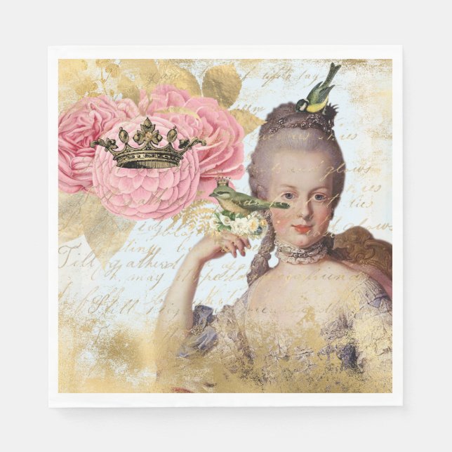 Marie Antoinette Fransk inspirerade Shabby Party Pappersservett (Framsidan)
