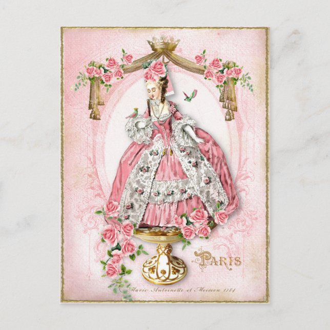 Marie Antoinette,Fransk,Paris,rosa,ro,doll Vykort (Framsida)
