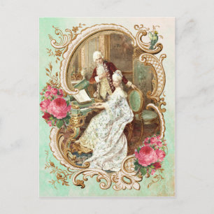 Marie Antoinette,Fransk,Paris,Vintage,rococo,piano Vykort