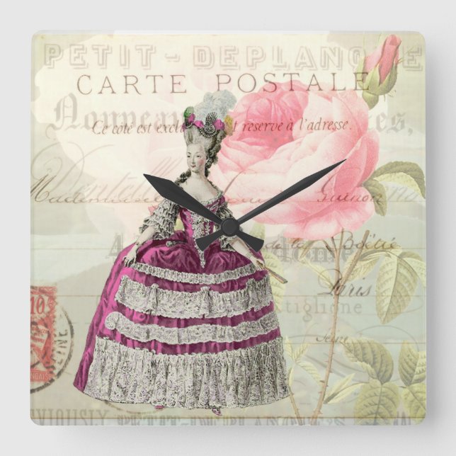 Marie Antoinette-Franskens accentväggslås Fyrkantig Klocka (Framsida)