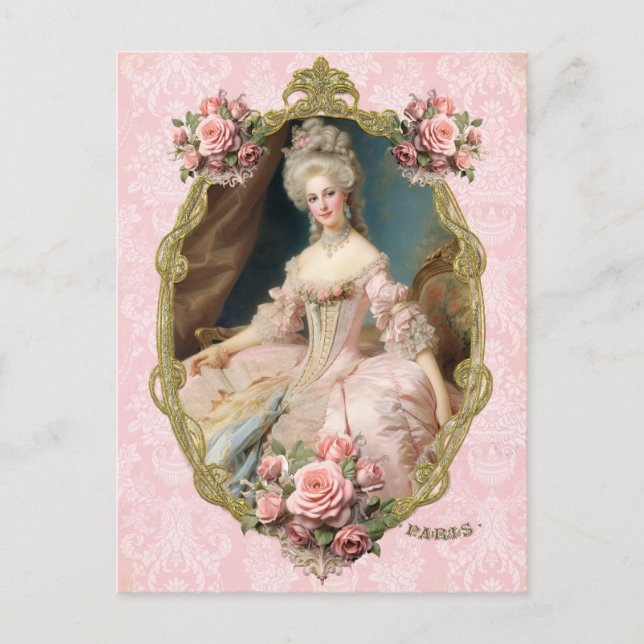Marie Antoinette,French,Paris,portrait,roses ポストカー Vykort (Framsida)