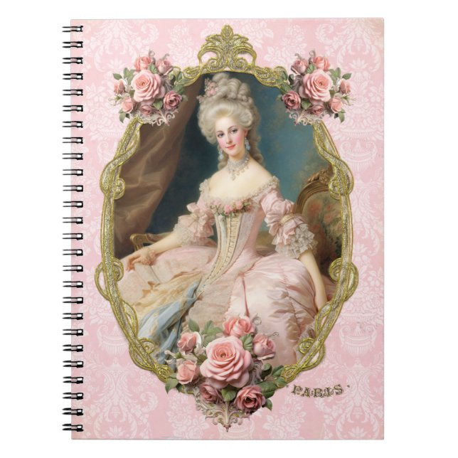 Marie Antoinette,French,Paris,portrait,roses メモ帳 Anteckningsbok (Framsidan)