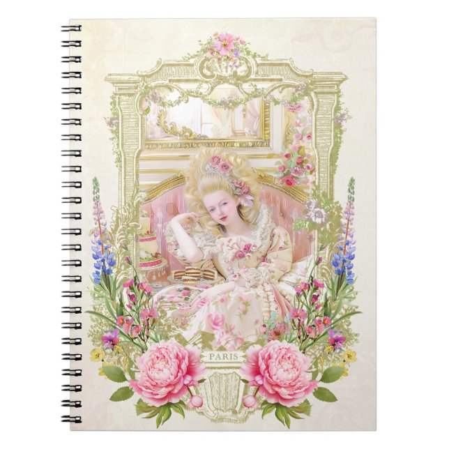 Marie Antoinette,French,Paris,portrait,roses メモ帳 Anteckningsbok (Framsidan)