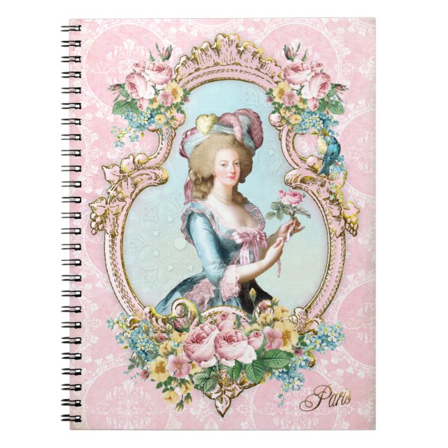 Marie Antoinette,French,Paris,portrait,roses メモ帳 Anteckningsbok (Framsidan)