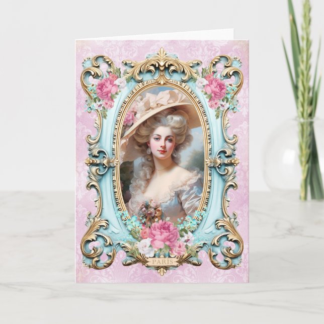 Marie Antoinette,French,Paris,portrait,roses 招待状 Tack Kort (Framsida)