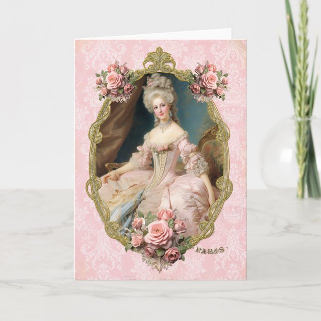 Marie Antoinette,French,Paris,portrait,roses 招待状 Tack Kort (Framsida)