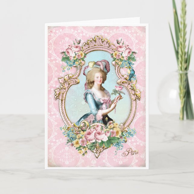 Marie Antoinette French Paris rose portrait カード Tack Kort (Framsida)