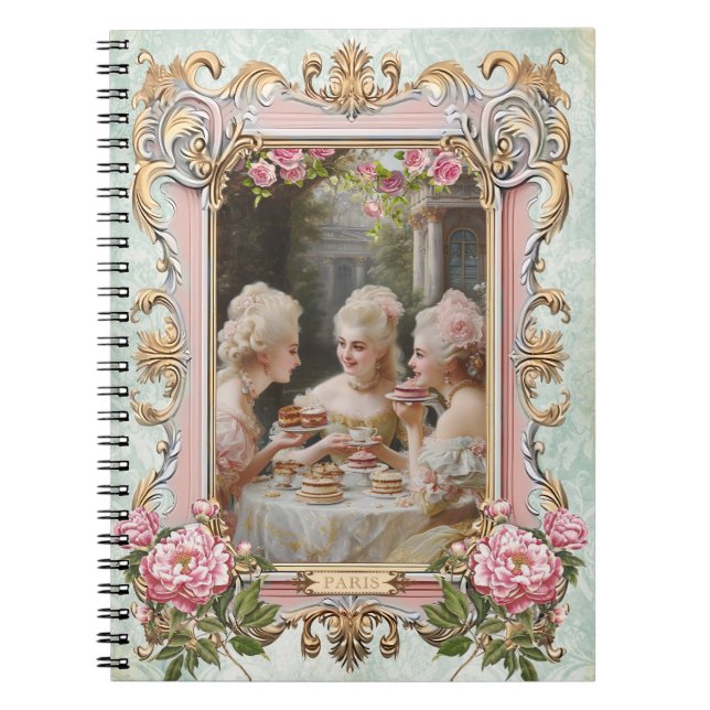 Marie Antoinette,French,Paris,tea,cake,rose ノート Anteckningsbok (Framsidan)