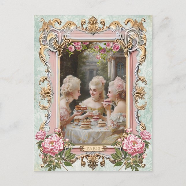 Marie Antoinette,French,Paris,tea,cake,rose ポストカード Vykort (Framsida)