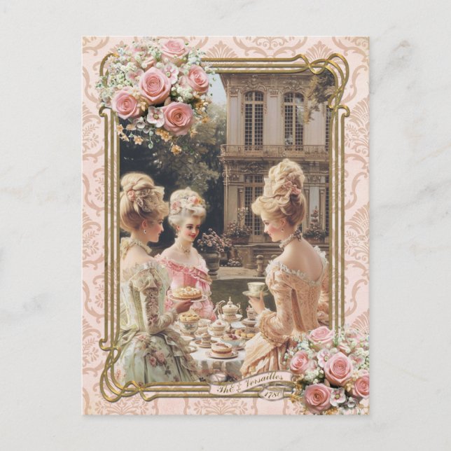 Marie Antoinette,French,Paris,tea,cake,roses ポストカー Vykort (Framsida)