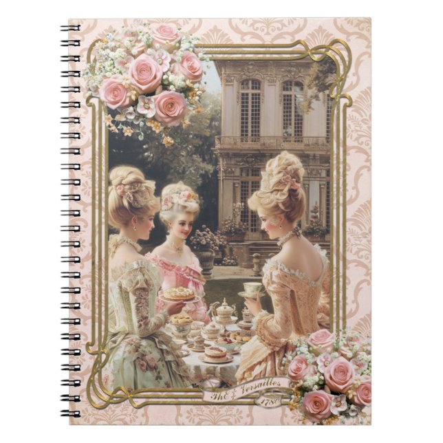 Marie Antoinette,French,Paris,tea,cake,roses メモ帳 Anteckningsbok (Framsidan)
