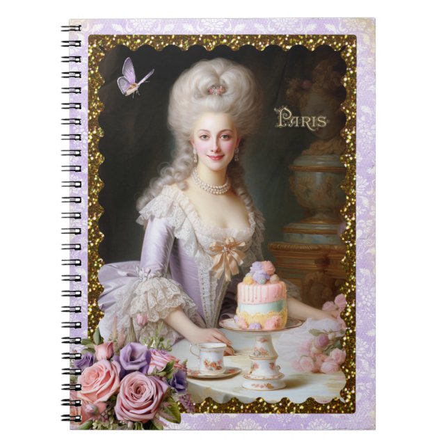 Marie Antoinette,French,Paris,tea,cake,roses  Anteckningsbok (Framsidan)