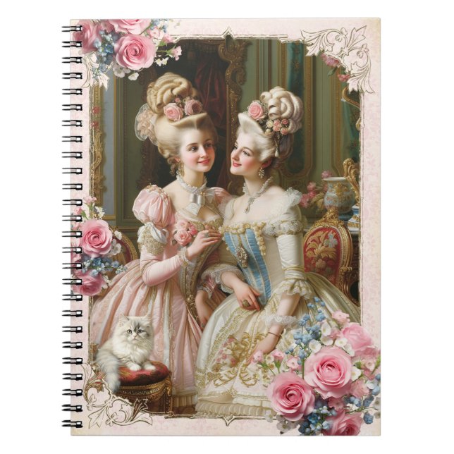 Marie Antoinette,French,Paris,tea,cat,roses  メモ帳 Anteckningsbok (Framsidan)