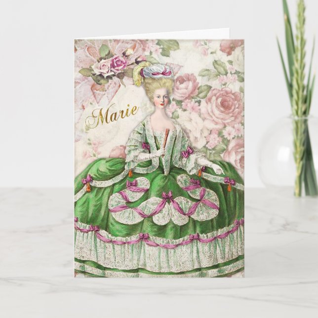 Marie Antoinette  Greeting Card Rose Bouquet Kort (Framsida)