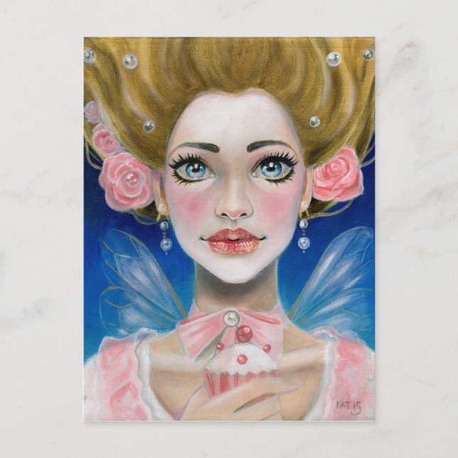 Marie Antoinette Guld Låt dem äta kakor i rosa Vykort (Framsida)