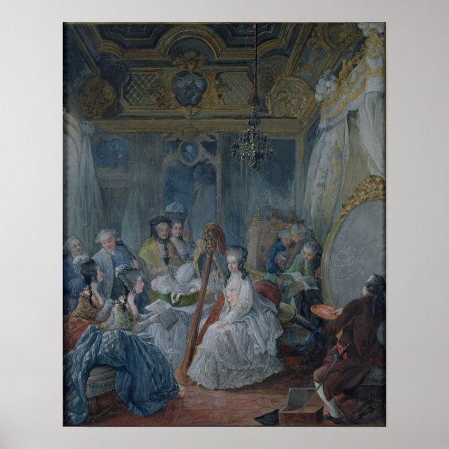 Marie Antoinette i hennes kammare i Versailles Poster (Framsidan)