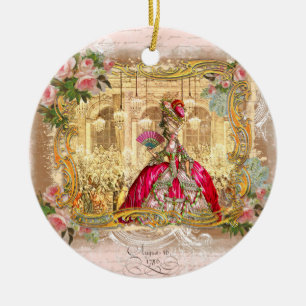 Marie Antoinette i Rosa jul Ornamet Julgransprydnad Keramik