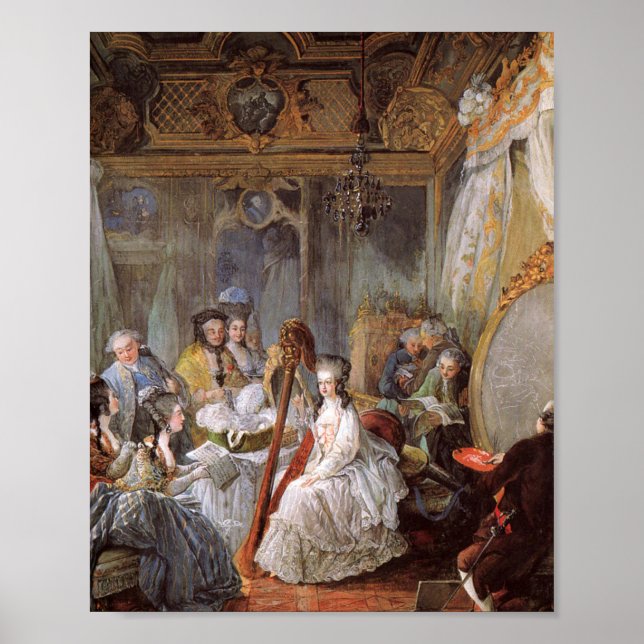 Marie Antoinette i sin kammare i Versailles Poster (Framsidan)