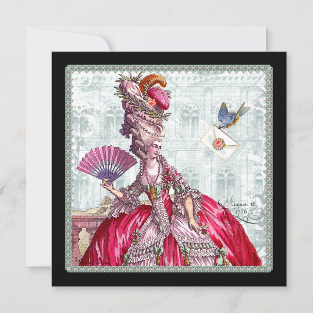 Marie Antoinette Inbjudningskort för möhippan (Framsida)