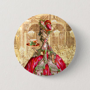 Marie Antoinette jul Tea Party Button Pin Knapp
