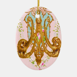 Marie Antoinette keramisk Monogramprydnad Julgransprydnad Keramik