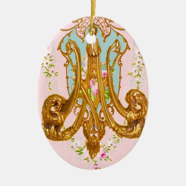 Marie Antoinette keramisk Monogramprydnad Julgransprydnad Keramik (Framsidan)