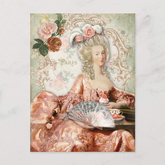 Marie Antoinette Kopp Cake Tea Ro vykort (Framsida)