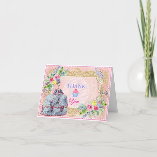 Marie Antoinette ~ Låt oss äta kaka Tacksamhetskor Tack Kort (Framsida)