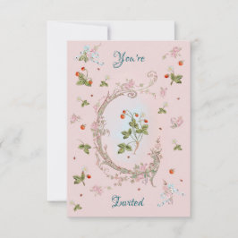 Marie Antoinette Liten Rosa Jordgubbsinbjudan Inbjudningar