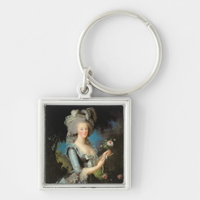 Marie Antoinette med en ro, 1783 Fyrkantig Silverfärgad Nyckelring (Framsidan)