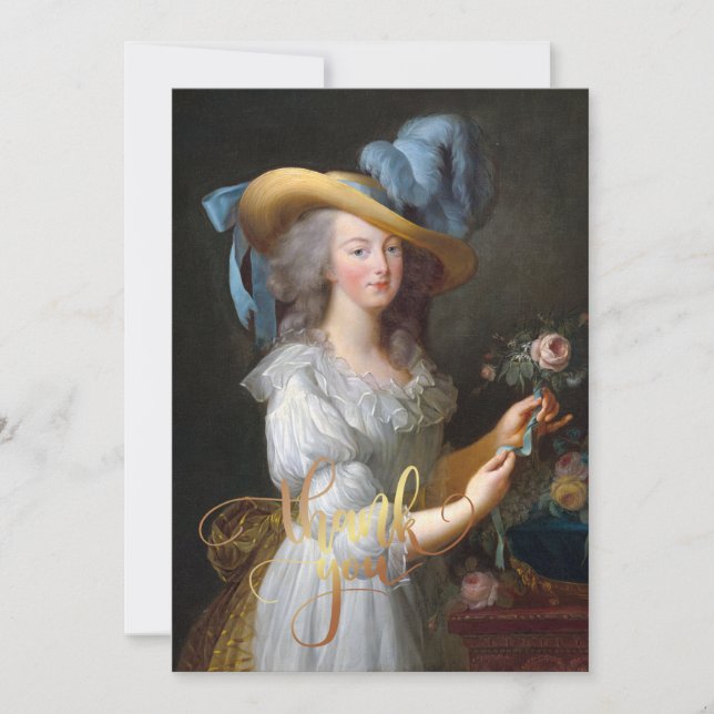 Marie Antoinette med en ros Tack Kort (Framsida)