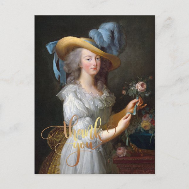Marie Antoinette med en ros Tack Vykort (Framsida)
