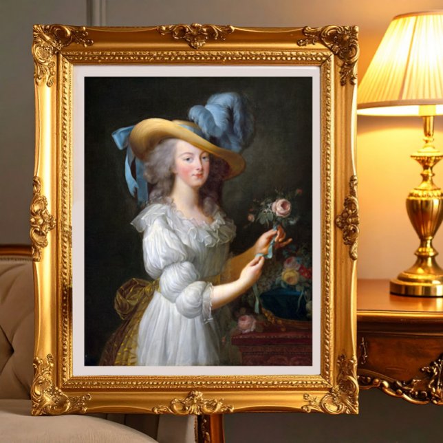 Marie Antoinette med ro Fototryck (Marie Antoinette with a rose)