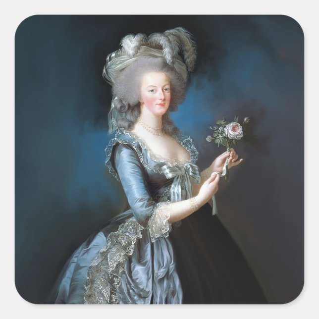 Marie Antoinette med ro Fyrkantigt Klistermärke (Framsida)